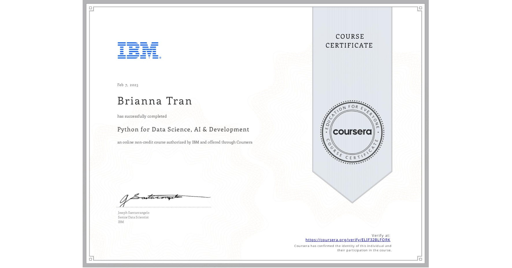 IBM Python Certificate